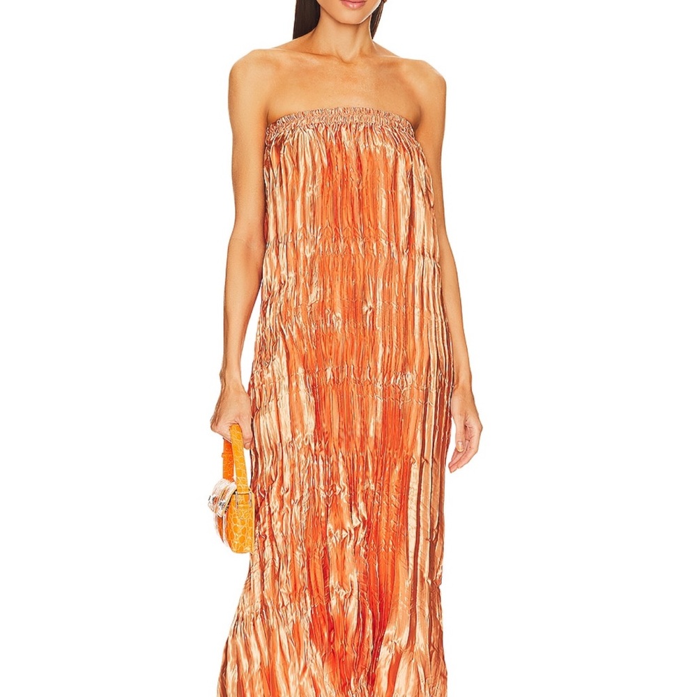 Lidee Orange Strapless Maxi Dress